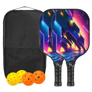 PATIKILピクルボールパドルセットUSAPA承認済みのガラス繊維表面ピクルボールラケットクッショングリップ付きパドル2本ピクルボール4個キャリーバッグ1個男性女性用赤青紫