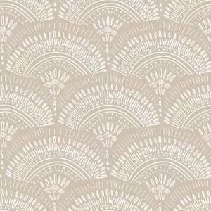 VEELIKE壁紙リメイクシート壁紙シールウォールステッカー防水剥がせるのり付きシールタイプ厚手透けないおしゃれ北欧エスニック風扇形幾何ベージュ44.5x300cm簡単貼りキッチントイレ浴室…