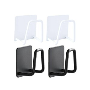 YIXINLYMYフック粘着フック壁壁付けフック壁掛けフック耐荷重10kg強力粘着フック穴開けない傷つけない貼り付け跡なし防水防湿錆びない壁を傷つけない【4個入り】ブラックx2、ホワイトx2