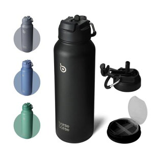 BOTTLE BOTTLE ���� 1���b�g�� ��d�\�� �ۗ�ۉ� ���@�r ��e�� 1000ml �X�e�����X�{�g�� �X�g���[�t�� ������ 2WAY�W �ꕔ���[ �R��h�~ �����^�� �X�|�[�c �A�E�g�h�A (�u���b�N)