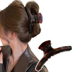 Natunofuクリップ髪クリップバレッタ優雅日常お風呂クリップ可愛いクリップ黒毛量多いヘアクリップヘアくりっつぷ大きめ軽い強力シンプル(レッドプラウン)