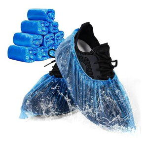 Getraysプラスチック製の靴カバー、100枚(50足)使い捨ての靴カバー、室内外で使用される防水滑り止めクリーンシューズ、プラスチック靴保護カバー清潔靴カバー男女用