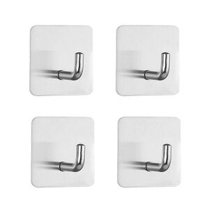 YIXINLYMYフック粘着フック壁【4個入り】壁付けフック壁掛けフック耐荷重10kg強力粘着フック穴開けない傷つけない貼り付け跡なし防水防湿錆びない壁を傷つけない角型シルバー