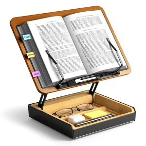 OPTIXCELLブックスタンド卓上書見台読書台360°回転式台座無階段高さ角度調節ページ押さえクリップ付き折りたたみ式台所/オフィス/学習多用途レシピ・雑誌・タブレット(収納式)