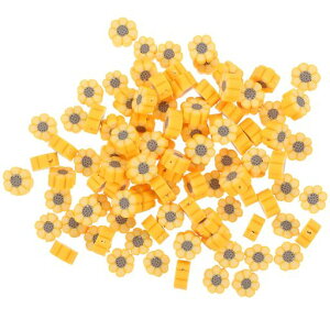 Operitacx100個入りひまわりビーズDiyフラワービーズセットフラワージュエリープラムボッサム粘土工芸品粘土花のルース花の形のひまわりペンダントジュエリーパーツアクセサリー