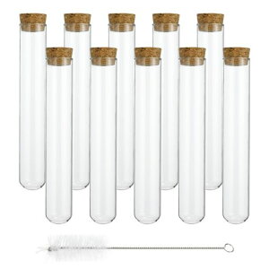 PATIKIL50ml試験管セット24個入り5.91x0.98”ガラス製クリアな丸底試験管コンテナストッパー付きビーズパーティーあめバスソルト収納科学実験植物増殖用