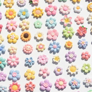 デコパーツフラワー花50個セットアクセサリーミックス樹脂製ヘアピンパーツ福袋飾り物携帯ケース装飾DIY飾り物子供デコレーションパーツ手芸ハンドメイド用