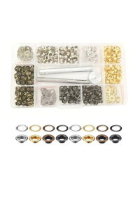 YFFSFDCレザークラフト工具ハトメキット4種色400組両面ハトメキット底鋲打ち具セット5mm穴あけ打ち具パーツDIY手作りハンドメイドベルト布革細工靴収納ケース付き