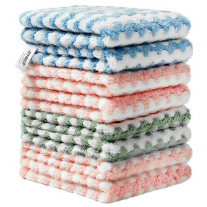 JOYMOOPマイクロファイバークロスふきんキッチンクロス食器拭き8枚セット(30x25cm)吸水速乾洗濯可能再利用可台拭きぞうきん