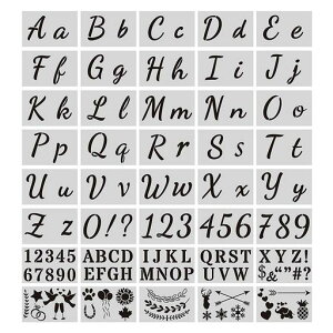 ステンシルシート40枚セット数字テンプレート英語のアルファベット手帳記号テンプレートかわいい絵画ステンシルステンシルプレート製図ステンシル描画ステンシルプレートメッセージ…