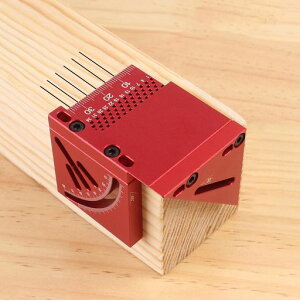 FTtool6in1マルチアングル測定定規アルミ製センターゲージ・スクライバー分解組み合わせ可能高精度目盛10-90°0-35mm大工用DIYレッド
