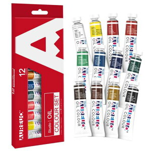 AUREUO管状油絵の具セット12mlx12チューブ無毒顔料-芸術絵創作、風景写真絵画-絵画愛好家、初心者、アーティスト適用