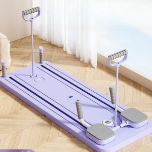 MomoHome多機能フィットネスボード自動反発式腹筋器タイマー付き滑り止め折りたたみ式パープル肘支えの腹筋ストレッチ器