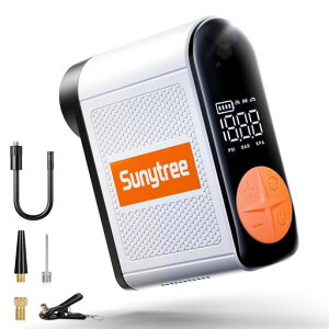 Sunytree空気入れ自転車【欧米デザイン賞受賞&高性能革新】電動空気入れバイク車1台多役仏/英/米式/ボールニードルバルブ対応最大圧力150PSI高速充填自動停止簡単操作低騒音急速充電コー…