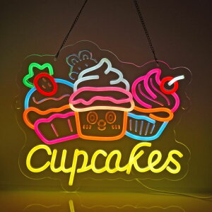 JOMOBUTYネオンサインCupcakesカップケーキ多階段調光可LEDネオンライトアメリカン・カップケーキの専門店看板インテリア飾りレストランホテル喫茶店cafe珈琲館パンの店用サイン店内飾りネ…