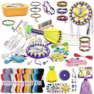 Jecimco紐おもちゃミサンガ手作りキット女の子DIY編み物手芸ブレスレットセット子供のお誕生日プレゼント手作りマクラメロープアクセサリーキット