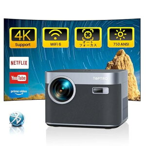 【2024先行発売&正規AndroidTV搭載】TOPTROプロジェクター家庭用【高輝度750ANSI/4K対応/自動フォーカス/自動台形補正/wifi6】Bluetooth5.2300インチ大画面50%ズーム