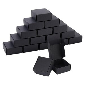 OLYCRAFT100個ギフトボックスミニダンボール5.5x5.5x2.5cm組立て式黒クラフトボックス段ボール箱お菓子箱小物ラッピング包装ボックスパーティーダンボールアクセサリー結婚式