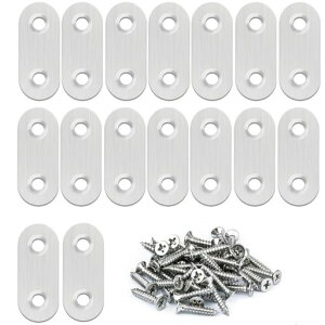ジョイント金具フラット家具固定棚受け金具16個入り接合金具ステンレス製46*16mm連結金具木工DIY家具固定修理補強プレート