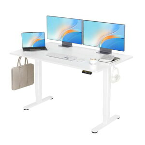 Claiks昇降デスク大きめ電動パソコンデスク昇降式スタンディングデスク在宅ワークオフィスデスク高さ調節メモリ機能幅140cm*奥行き70cm高さ72~118cmホワイトフレーム/ホワイト天板