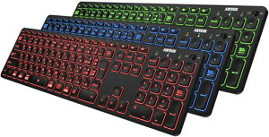 Arteck 7�F�o�b�N���C�g���� �P�x�����\ �����f�o�C�X ���� Bluetooth �t���T�C�Y �L�[�{�[�h Windows�AiOS�AiPad