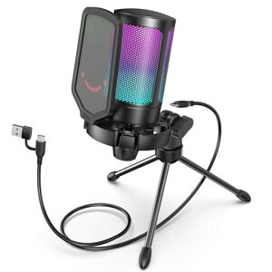 FIFINE USB�R���f���T�[�}�C�N �P��w���� �X�^���h�t�� PC/PS4/PS5�Ή� �Q�[�~���O/���R�[�f�B���O�p �� A6V