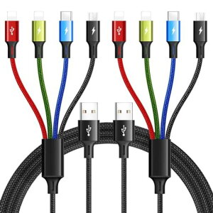 4in1�[�d�P�[�u��Minlu�����Ղ��[�[�d��}���P�[�u��1.2m3.5A�[�d�R�[�h�^�C�vc/�}�C�N��usb/���C�g�j���O(2��)4�䓯���[�d�\iPhone17/16/15/14�V���[�Y�O�[�O��GalaxyS25+/S25