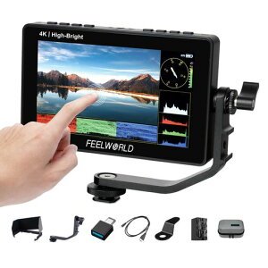 FEELWORLD F5 PROX 5.5�C���`1600nit���P�xDSLR�J�����t�B�[���h���j�^�[3D LUT�g�`�^�b�`�X�N���[��4K HDMI/Type-C����1920x1080IPS���^�t��HD(F750�o�b�e���[�Ǝ��[�ܕt��)