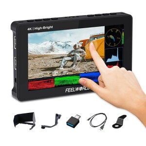 FEELWORLDF5PROX5.5�C���`1600nit���P�xDSLR�J�����t�B�[���h���j�^�[3DLUT�g�`�^�b�`�X�N���[��4KHDMI/Type-C����1920x1080IPS���^�t��HD(F970�O�t�������L�b�g�t��)