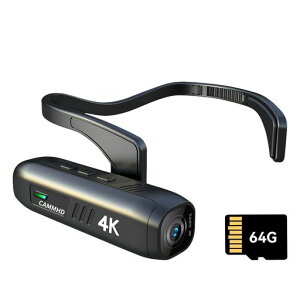 CAMMHD C2 64G �r�f�I�J���� 4K �{�f�B�J���� 2200mAh 5�`7���Ԃ̍�� �Z����u���␳ �E�F���u���J���� WiFi�ڑ� �g�ѓd�bAPP�R���g���[���ɐڑ� �w�b�h�J���� ��c ���s Vlog�̎B�e