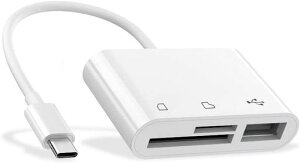 RayCue USB C - Micro SD TF�������[�J�[�h���[�_�[ iPad Pro MacBook Pro/Air Chromebook�Ή� 3-in-1 USB�J�����J�[�h���[�_�[�A�_�v�^�[ XPS Galaxy S10/S9 ���̑�USB