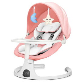 Brotish(ブロティシュ)電動ベビースウィングベビーバウンサー電動ロッキングチェアベビーチェアベビーラック電動ゆりかご三段高度調節五点式安全ベルト子守唄再生蚊帳付き洗えるランチ…