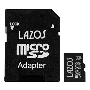 ���ϋv �}�C�N��SD 64GB MicroSD �}�C�N��SDXC �h�� �ϏՌ� ��X�� �ϐÓd�C �L�^ �f�W�J���� �r�f�I�� �X�}�z�� �h�����R �������J�[�h �߂���[���[�� Lazos MicroSDXC�J�[�h 64GB class10