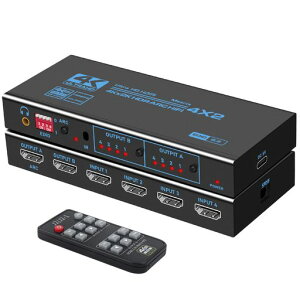 HDMI�}�g���b�N�X4����2�o��HDMI�ؑ֊�HDMI2.0b�AHDCP2.2�AHDR10�A4K@60Hz�AEDID2.2�AUltraHD�A3D�AARCHIFI�Ή�IR�����R���t��