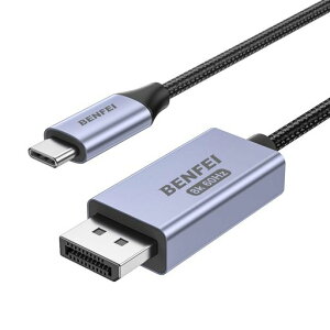BENFEI�o����USBCtoDisplayPort1.4�P�[�u��8K@60Hz/4K@240Hz�T�|�[�g(Thunderbolt4�Ή��O���[1.8M)�|�[�^�u��USB-C���j�^�[�ɂ͔�Ή�