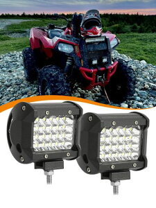 SammanLED��Ɠ����[�N���C�g24�A4�C���`72W�t�H�O�����v������_�Ƌ@�B/SUV/ATV/UTV�ɓK�����p12V-24V���p�ėp�z���C�g6000KIP67�h���h�oCREE���⏕�Ɩ��ԊO���W�����O�Ɠ�2�Z�b�g