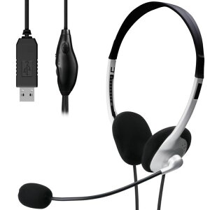 �G���R�� �w�b�h�Z�b�g USB �L�� �}�C�N�t�� �w�b�h�z�� �y�� ������ �E�F�u��c �e�����[�N �yLINE Skype windows �I�����C���Q�[���ɑΉ��z 1.8m �V���o�[ HS-FBE01USV