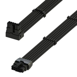 LINKUP - AVA Left Angle 600W PCIE 5.0 16Pin (12+4) High Current Power Cable | ���`�A�͂񂾕t���A�X���[�u�^�C�v16AWG | RTX5000�ERTX4000�ERTX3000