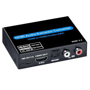 BLUPOW 4K60Hz�EHDR�EHDMI2.0����������(�����o��:���f�W�^���ER/L�E3.5mm�A�i���O) ���f�W�^���I�[�f�B�I������ hdmi�T�E���h������ HDCP2.2�EARC�Ή� �ƒ�p�Q�[���@�ESTB�EXbox�EPC�ȂǑΉ� VA126