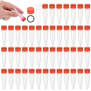 PATIKIL1.5mLプラスチック試験管48個凍結試験管グラデュエートビアルコンテナストレージねじキャップ付きラボ実験室科学用赤クリア