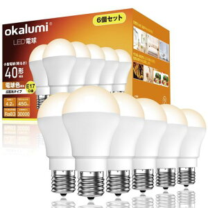 okalumi LED�d�� E17���� 40W�` �~�j�N���v�g���` �d���F 2700k 450lm ���邢 �~�j�����v�`�d�� �f�M�ގ{�H���Ή� �����s�� ���^�d���^�C�v �����s�� 6�Z�b�g �yOST-M4-27 L�z
