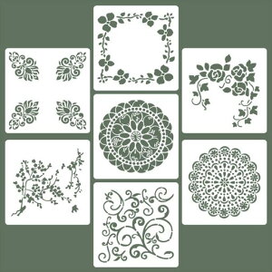 RolinRoly�ԕ���䶗��}���_��13x13cm���}�p7pcs�e���v���[�gDIY�X�N���b�v�X�e���V���V�[�g����p�G��z���C�g