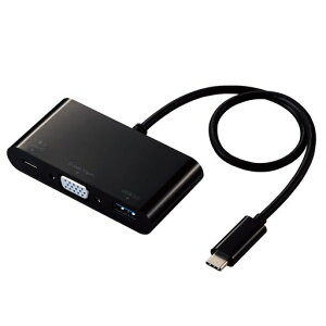 �G���R�� Type-C�h�b�L���O�X�e�[�V���� PD�Ή� �[�d&�f�[�^�]�� Type-Cx1 USB3.1(Gen1)x1 D-subx1 �P�[�u����30cm �u���b�N DST-C14BK