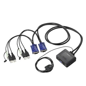 �G���R�� KVM�X�C�b�` USB VGA �X�s�[�J�[ �茳�X�C�b�` 2�� �I�[�f�B�I�ؑ� KVM-KUS