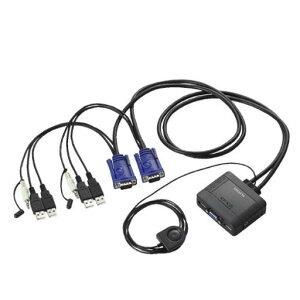 �G���R�� KVM�X�C�b�` USB VGA �X�s�[�J�[ �茳�X�C�b�` 2�� �I�[�f�B�I�ؑ� KVM-KUS