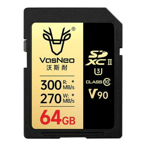 VosNeoV-SD4-64GB-V90SDXCUHS-IIV90�������[�J�[�h64GB4K�Ή��ő�Ǎ�300MB/s�ő发��270MB/s