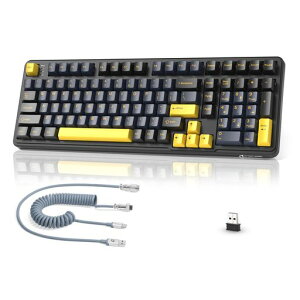 MAMBASNAKE x ATTACK SHARK X98PRO �Q�[�~���O�L�[�{�[�h 98�L�[ 3���[�h�ڑ�(Bluetooth/2.4G/�L��)���J�j�J���L�[�{�[�h���C�����X �K�X�P�b�g�\�� 5�w�����݌v �J�X�^�����j�A�u���[�x���[�� �M�����\
