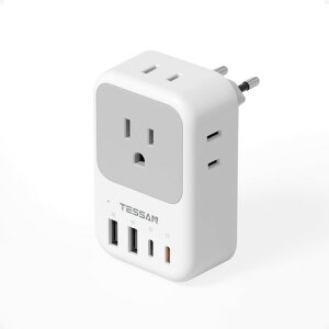TESSAN�ϊ��v���OC�^�C�v�C�O���s�p�ϊ���d���ϊ��A�_�v�^�[�R���Z���gUSB-C�t��4��AC������2��USB-A�|�[�g1��Type-C�|�[�g�؍��C�^���A�X�y�C���h�C�c�x�g�i���I�[�X�g���A���[���b�p�Ȃǁc