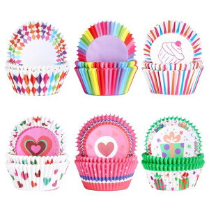 GWHOLEベーキングカップおかずカップ8号300枚お弁当カップ深さ約35mm電子レンジ対応オーブンカラフル使い捨て耐熱マフィン型クリスマス