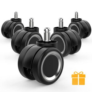 キャスター椅子キャスタースムーズな静音キャスター輪径60MM、シャフト径11MMX22MMユニバーサル5個セット頑丈なウレタンキャスターオフィスチェア、ゲーミング差込式椅子キャスター交換…